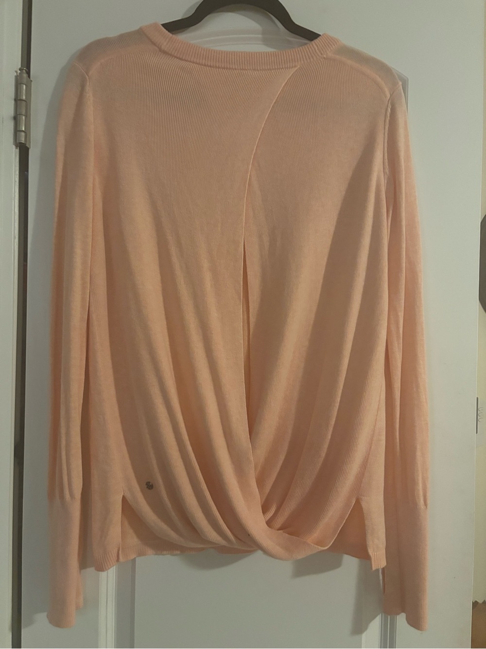 Lululemon Peach/Pink Bring it Back Bend Sweater Long Sleeve Open back Yoga Med